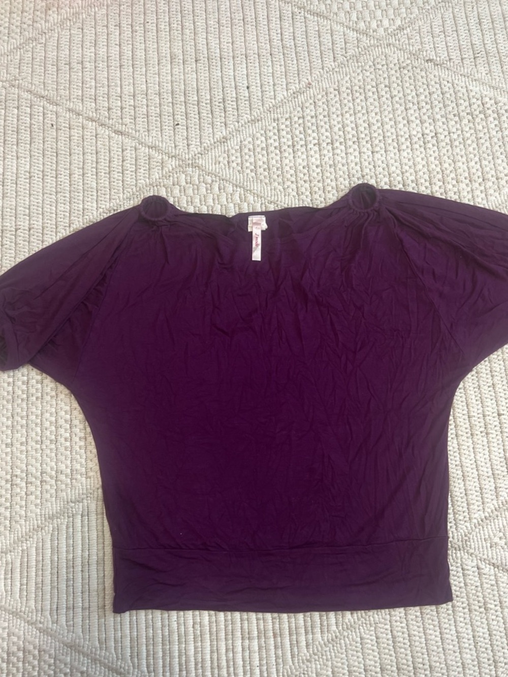 J Mode USA Purple Batwing Top XL Dolman Sleeve Ring Shoulder Detail Y2K